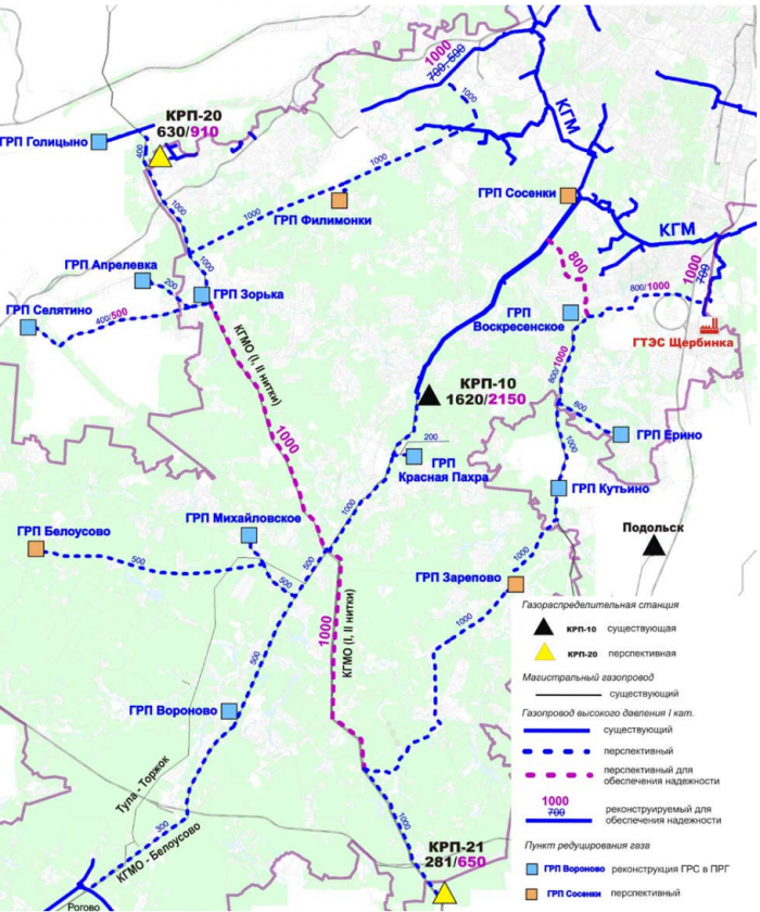 Схема газификации московской области